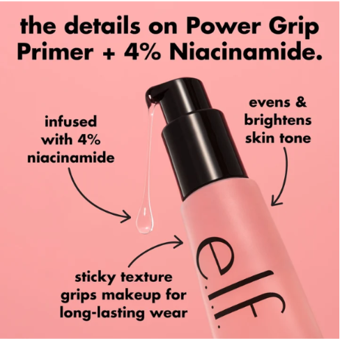 e.l.f. Power Grip Primer + 4% Niacinamide, 0.811 Fl Oz (24 ml)
